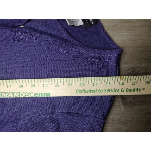 Sag Harbor purple top with attached cardigan look - Picture 9 of 11